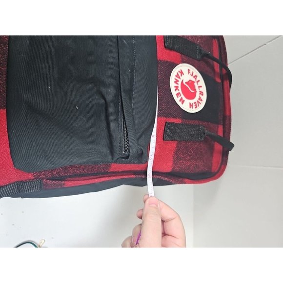 Fjallraven Kanken 23330 Re-Wool Plaid Backpack Red Black Adjustable Straps - Picture 5 of 6